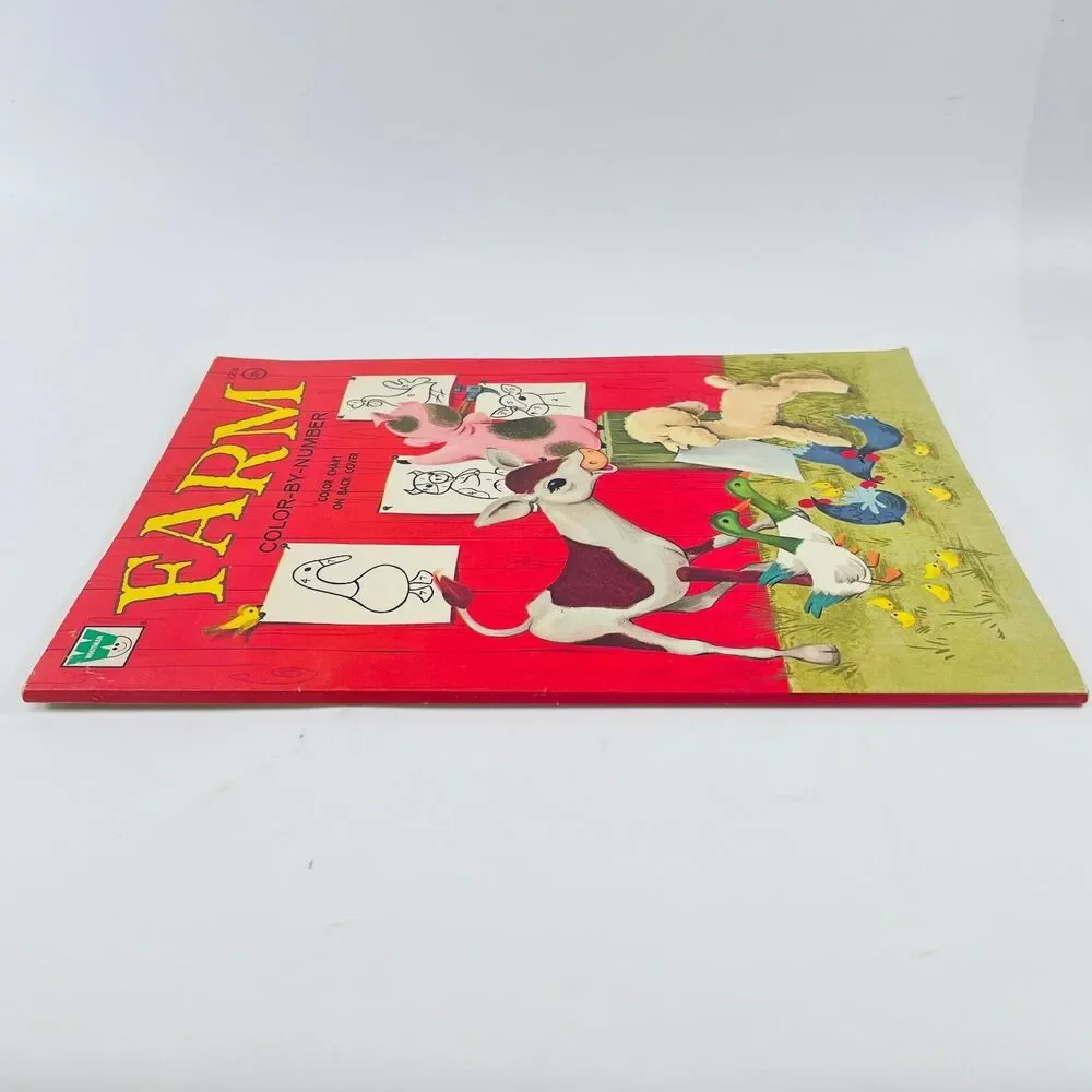 Farm Color-by-Number Whitman 1974 Vintage Children's Activity Book